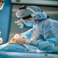 Blue nonwoven disposable isolation gown